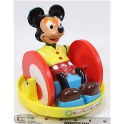 VINTAGE MICKEY MOUSE MECHANICAL ROLLING TOY