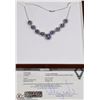Image 1 : STAMPED 14K WHITE GOLD TANZANITE DIAMOND NECKLACE