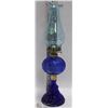 Image 1 : ESTATE BLUE GLASS OIL LAMP