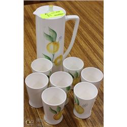 ESTATE CERAMIC PITCHER WITH 7 CUPS