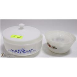 MILK GLASS CORNINGWARE DISH WITH LID SOLD WITH