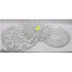 3 ESTATE CUR GLASS SERVING DISHES