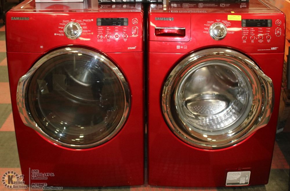 RED SAMSUNG STEAM/SANITIZE/DRYER & WASHER SET
