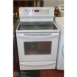 LG FLAT TOP 30" WHITE STOVE WITH WARMING STATION