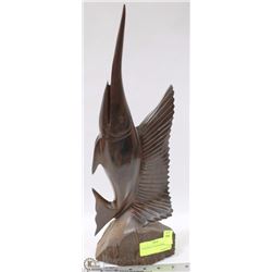 TEAK HAND CARVED SWORDFISH