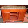 Image 1 : WOOD MARBLE TOP SIDEBOARD WITH WINE STORAGE
