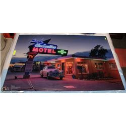 RETRO 60'S MOTEL ALL GLASS PICTURE 47" X 32"