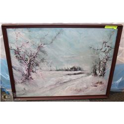 FRAMED WINTERY THEMED PRINT BY A. CSALAI