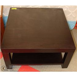 ESPRESSO COLOR SQUARE COFFEE TABLE W/ BOTTOM SHELF