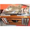 Image 1 : RECORD PLAYER W/ STAND AND 100+ RECORDS