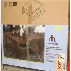 ESPRESSO COLOR SQUARE COFFEE TABLE W/ BOTTOM SHELF