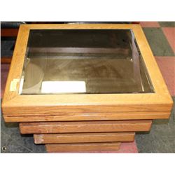 SQUARE WOODEN SIDE TABLE WITH MIRROR TOP 28X28X19