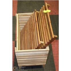 LOT WITH WOODEN PLANTER BOX AND TABLE TOPS