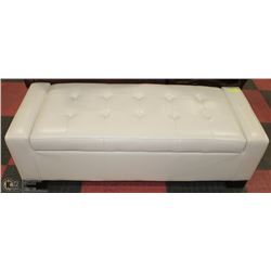 NEW IVORY STORAGE OTTOMAN 50" BY 20" BY 24"