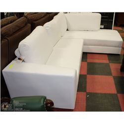 NEW WHITE LEATHERETTE 'L' SHAPE SECTIONAL
