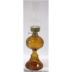 AMBER GLASS OIL LAMP