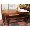 Image 1 : SOLID DARK WOOD KITCHEN TABLE W/