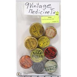 9 VINTAGE MEDICINE TINS