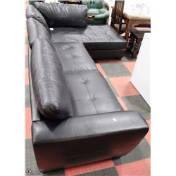 LARGE BLACK LEATHERETTE 'L' SHAPE SECTIONAL