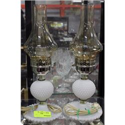PAIR OF MILK GLASS ELECTRIC LAMPS