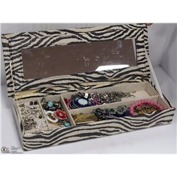 ZEBRA DESIGN JEWELLERY BOX FULL OF