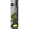 Image 1 : ESTATE GREEN CUT GLASS OIL LAMP