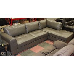 NEW GREY LEATHERETTE CHAISE SECTIONAL