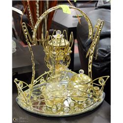 VINTAGE GOLD COLOURED METAL AND GLASS INDIAN STYLE