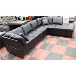 NEW BLACK LEATHERETTE 'L' SHAPE SECTIONAL
