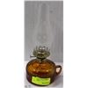 Image 1 : AMBER GLASS OIL LAMP