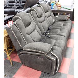 DELUXE GREEN FABRIC ELECTRIC RECLINING SOFA