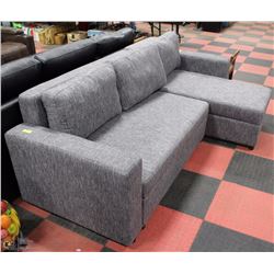 NEW GREY FABRIC APT SIZE SECTIONAL CONVERTS INTO