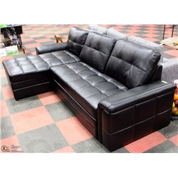 NEW BLACK LEATHERETTE 101"X60" STORAGE CHAISE