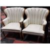 Image 1 : SET OF 2 WOOD FRAMED CREAM COLORED ACCENT CHAIRS