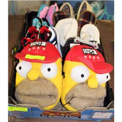 BOX OF NEW SLIPPERS AND SHOES