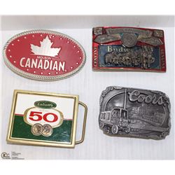 4 VINTAGE COLLECTIBLE BEER BUCKLES