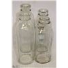 Image 1 : A BOX W/ 4 ANTIQUE MILK BOTTLES