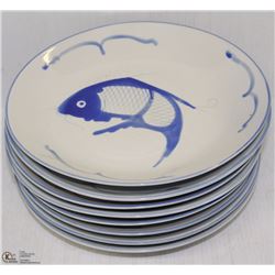 8 VINTAGE HAND PAINTED ASIAN PLATES