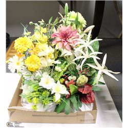 FLAT OF NEW HANDCRAFTED SILK FLORAL ARRANGEMENTS