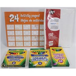 BRAND NEW CRAYOLA MARKERS, PENCIL CRAYONS,