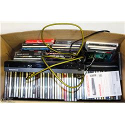 MAGNAVOX BLU-RAY PLAYER AND BOX OF ASSORTED CD'S