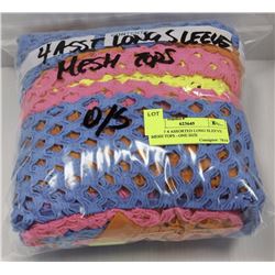 LOT OF 4 ASSORTED LONG SLEEVE MESH TOPS - ONE SIZE