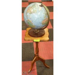 OAK PEDESTAL WITH GLOBE THAT HAS USSR