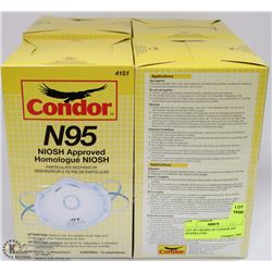 LOT OF 4 BOXES OF CONDOR N95 RESPIRATORS