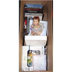 BOX OF COLLECTIBLES, NEW BLURAY DVD'S AND MORE