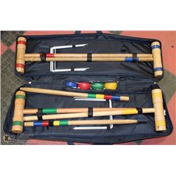 NEW DELUXE WOODEN CROQUET SET