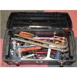 MAXIMUM TOOL BOX WITH ASSORTED TOOLS, SAWS &