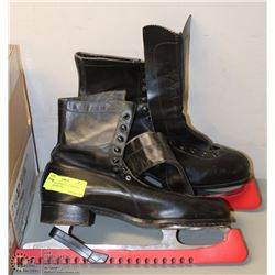 A PAIR OF ANTIQUE J. C. HIGGINS LEATHER SKATES