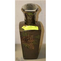 VINTAGE GRAPE AND BLACK VASE WITH GLASS INSERT