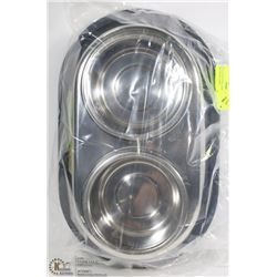 STAINLESS STEEL DOUBLE FOOD & WATER PET DISH